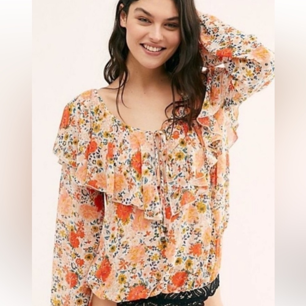 Free People Floral Blouse- size small